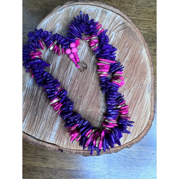 Pink & Purple Extra Chunky Double Strand Puka Shell Necklace. - Picture 3 of 3